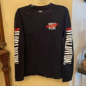 HUF Worldwide Black Long Sleeve Top Size Small